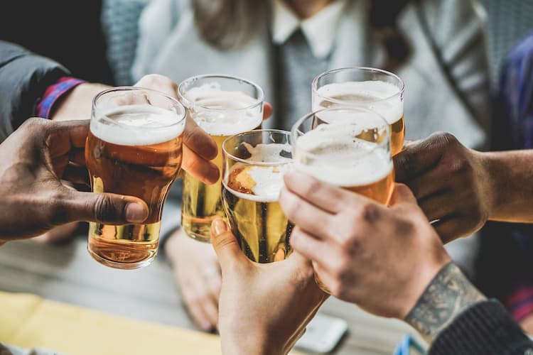 Group cheers with beers