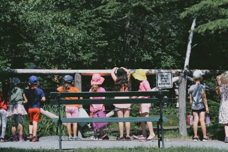 Kids outside on a trip