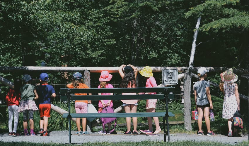 Children on a field trip at a park