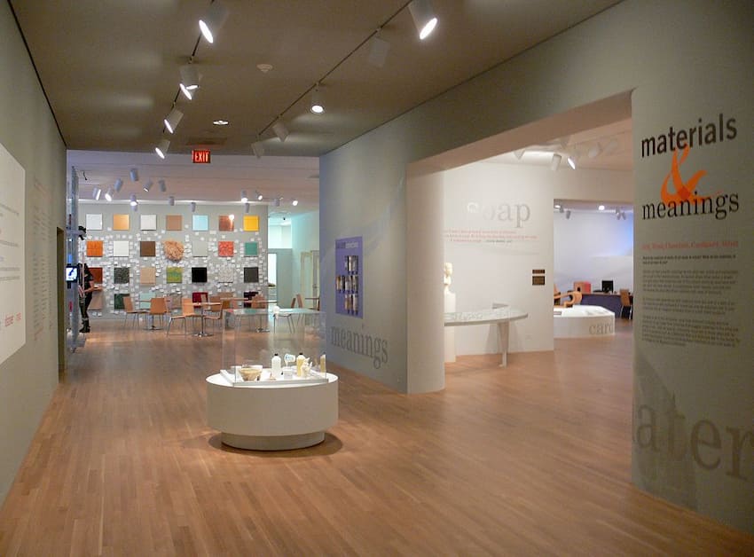 a small viewing area at the Dallas Museum of Art's "materials and meanings" exhibit