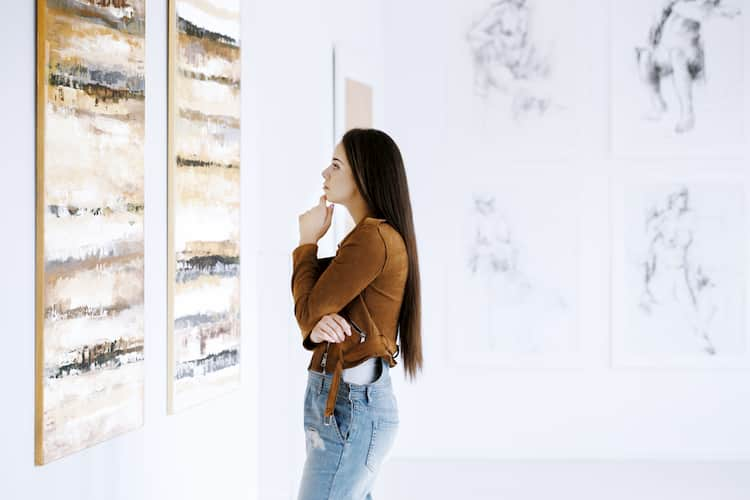 Woman gazing at art