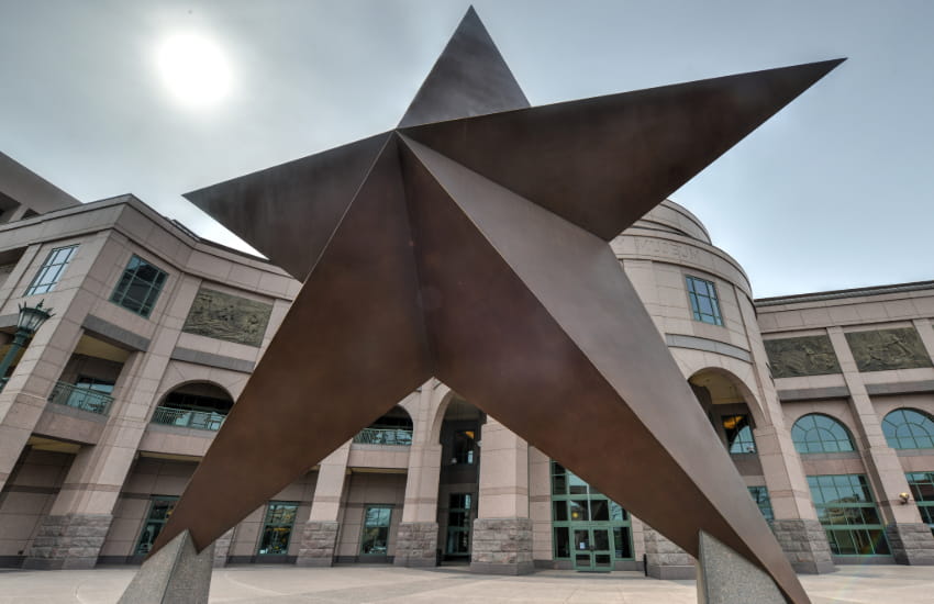 the exterior of the big star statue outside the Bullock Texas State History Museum