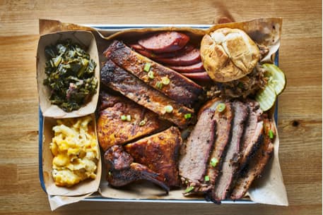 a plate filled with texas barbecue