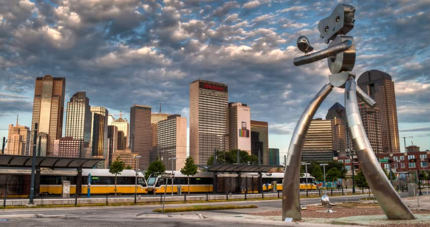 The Traveling Man sculpture in Deep Ellum Dallas