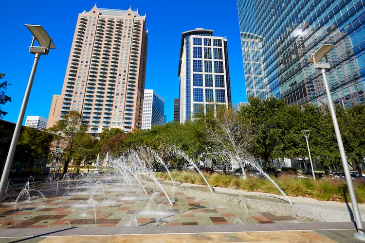 Discovery Green fountains