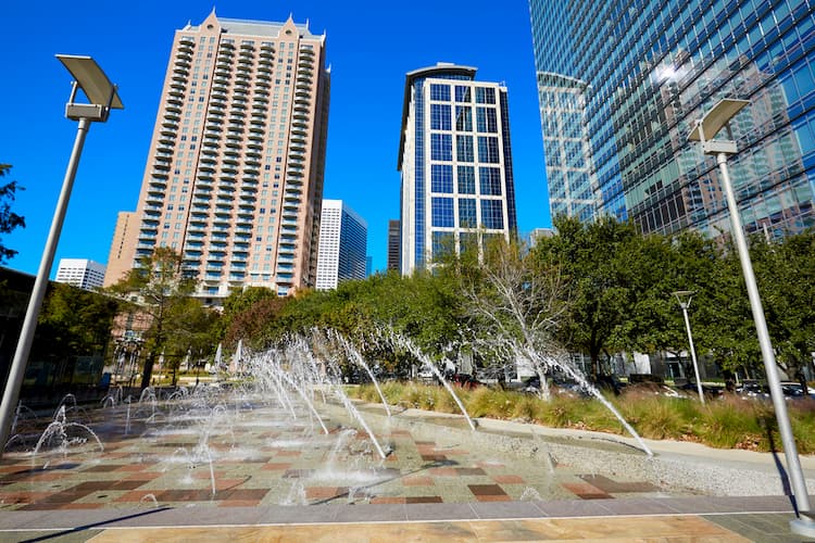 Discovery Green fountains