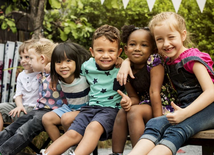 Group of kids on bench