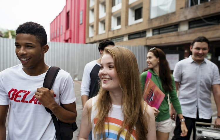 Teens walking together