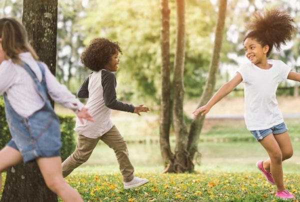 Kids running in circle outside