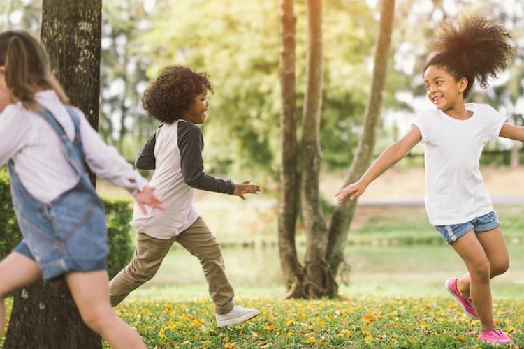 Kids running in circle outside