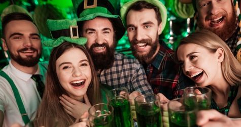 group of friends celebrating st patricks day