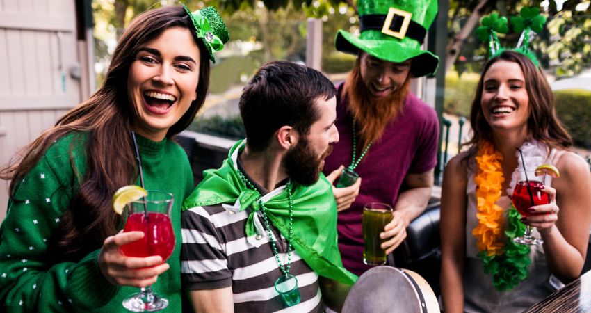 group of friends drinking on st. patrick's day